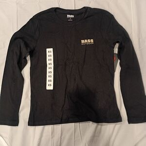 #1029 Women's Bass Outdoor Black Long Sleeve Shirt XS NWT Lightweight Crewneck